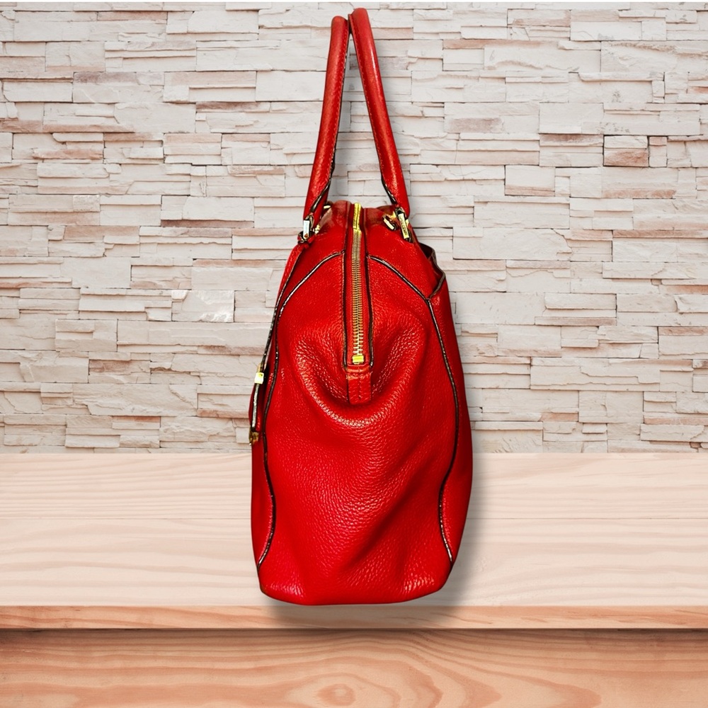 MICHAEL KORS Riley Chili Red Pebbled Leather Satchel - Picture 3 of 6